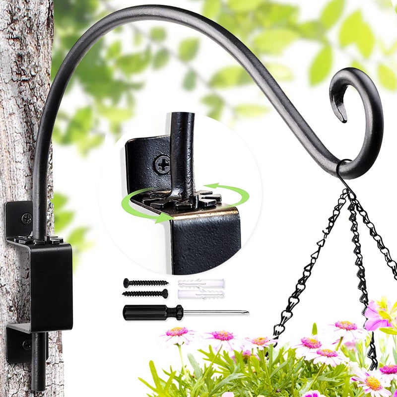 Lifyzoon Swivel Bird Feeder Hanger Hook: 16-Inch Swivel Hanging Plant Bracket, 25lb Weight Capacity - Outdoor Wall Mount Hanging Hooks for Bird Feeder, Birdhouse, Wind Chimes, Heavy Plants - Image 1